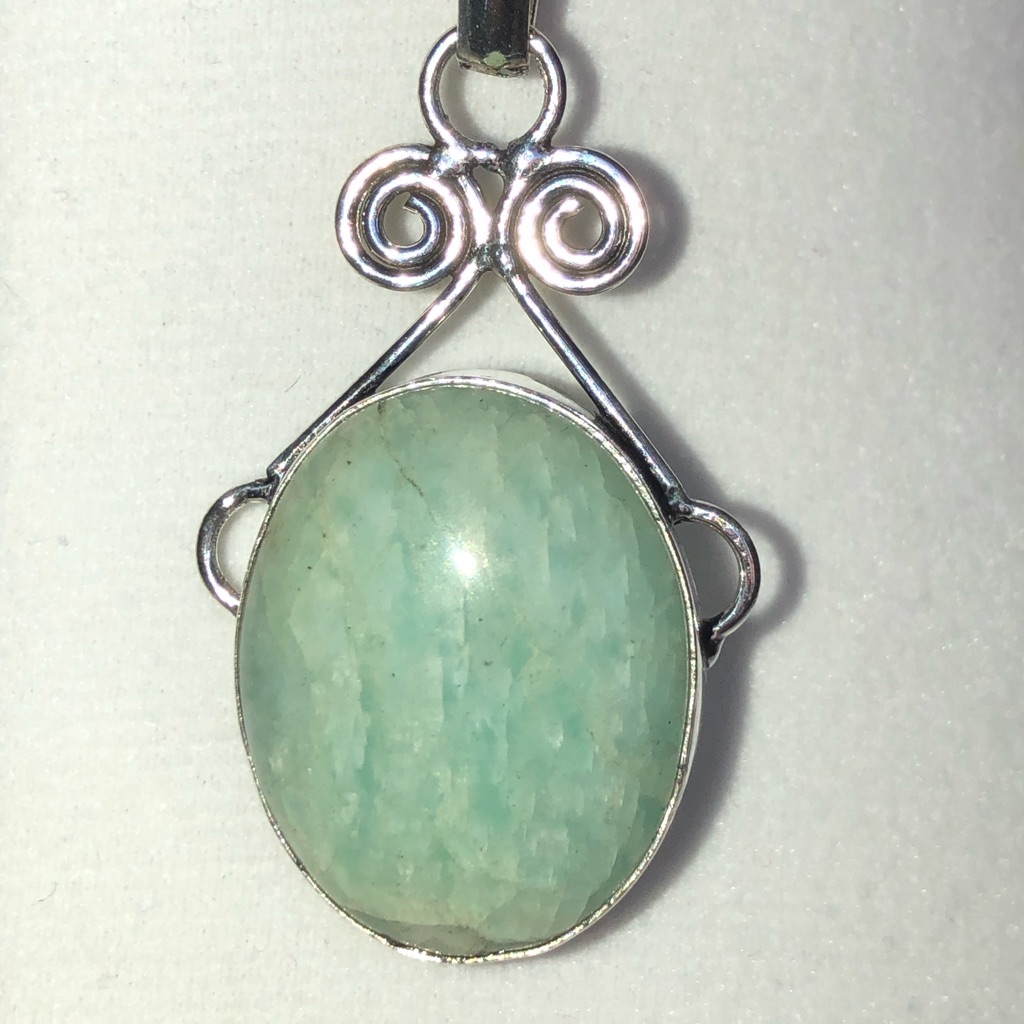 Amazonite Gemstone (15.89 Cts) In Sterling Silver Pendant